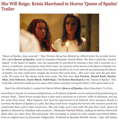 She Will Reign: Krista Marchand in Horror 'Queen of Spades' Trailer